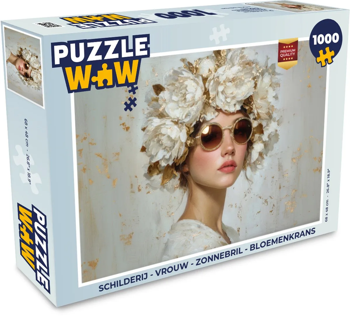 PuzzleWow Legpuzzel Vrouw met Zonnebril & Bloemenkrans 1000 Stukjes