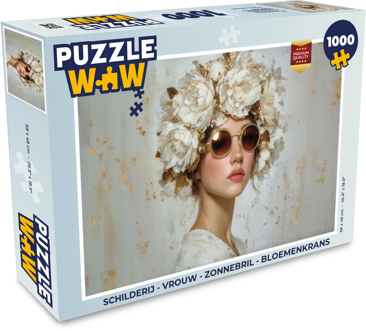 PuzzleWow Legpuzzel Vrouw met Zonnebril & Bloemenkrans 1000 Stukjes