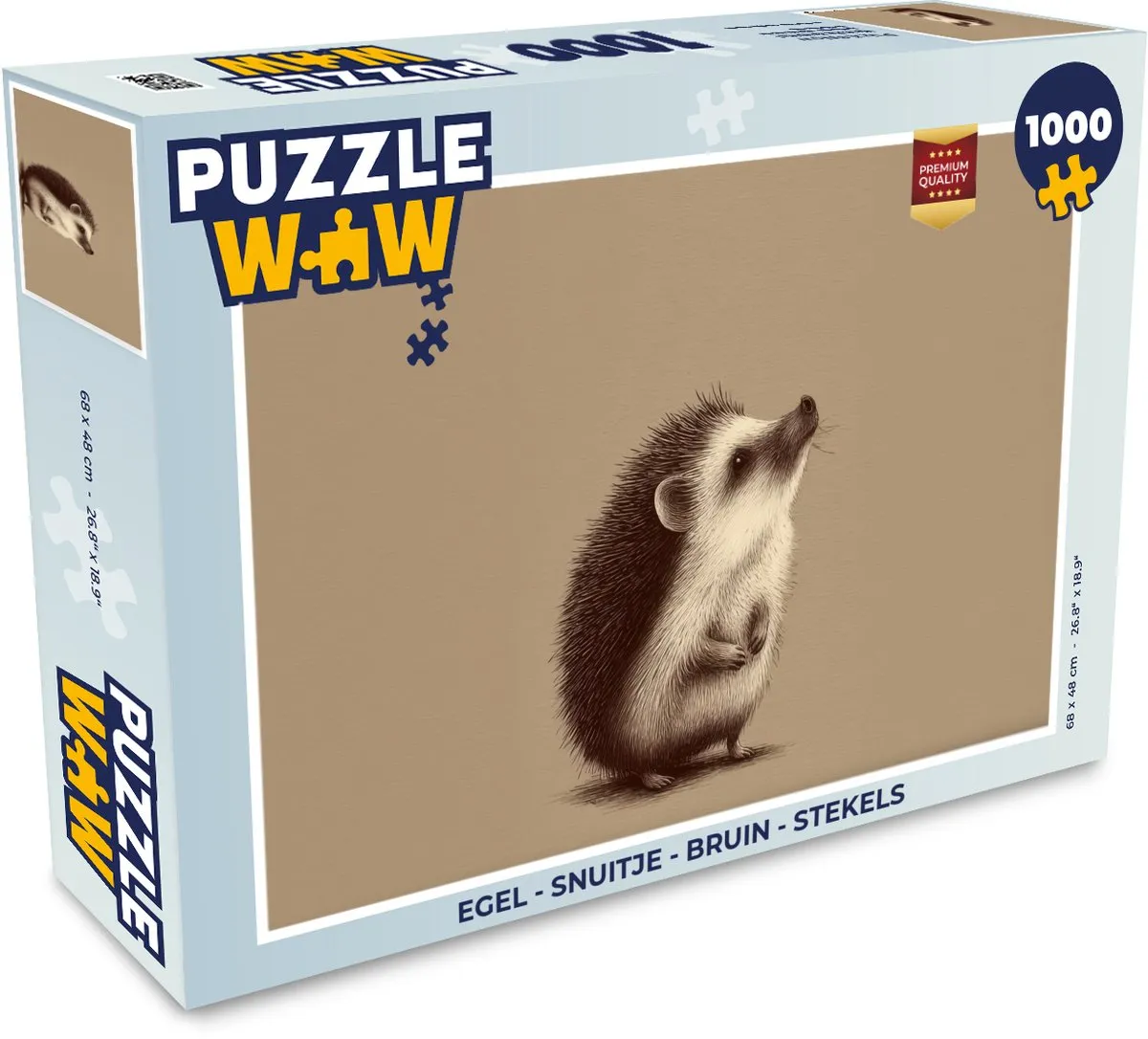 PuzzleWow Puzzel Egel - Snuitje Bruin 1000 Stuks
