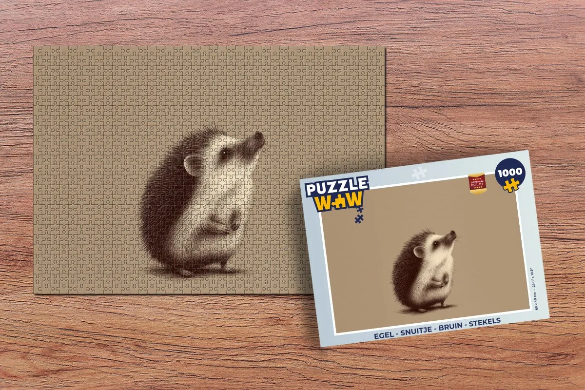 PuzzleWow Puzzel Egel - Snuitje Bruin 1000 Stuks