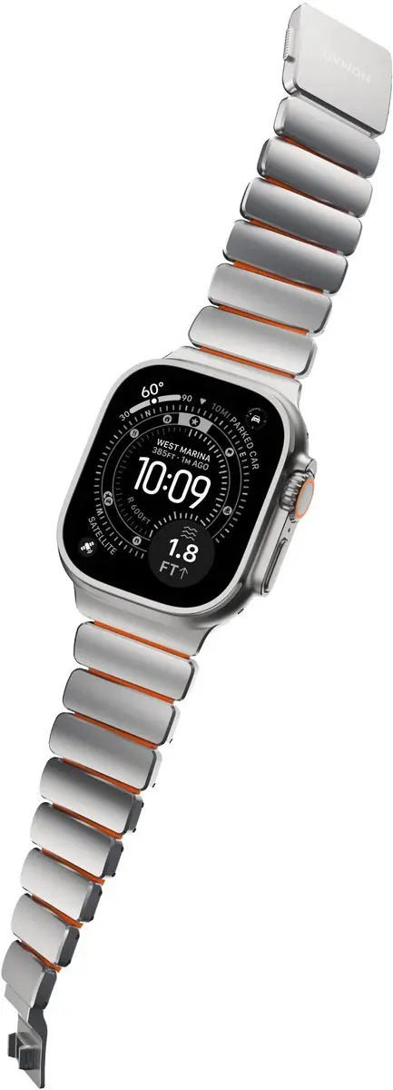 NOMAD Stratos Horlogeband Natural Hardware - 45/46/49mm Oranje