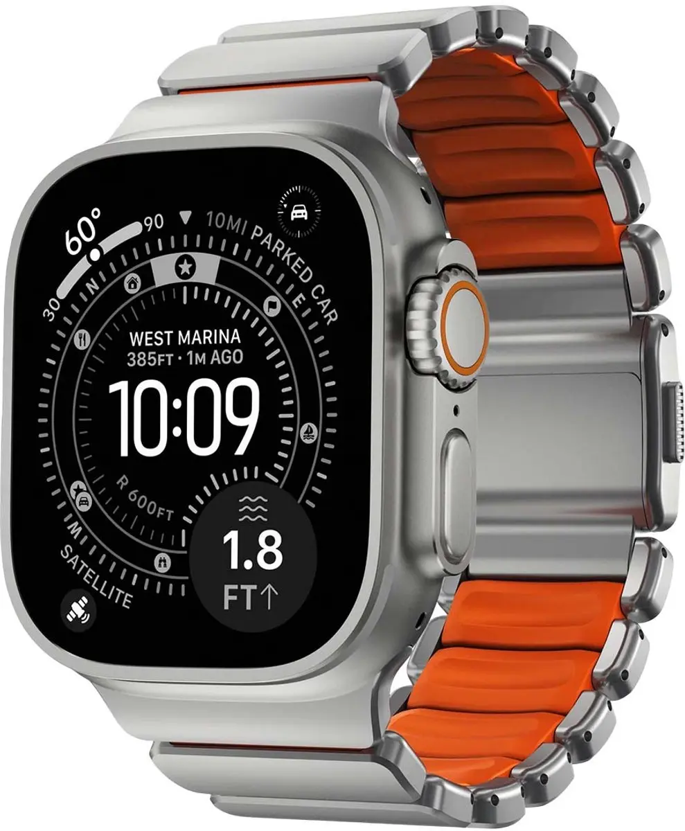 NOMAD Stratos Horlogeband Natural Hardware - 45/46/49mm Oranje
