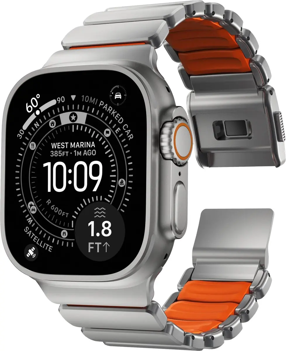 NOMAD Stratos Horlogeband Natural Hardware - 45/46/49mm Oranje - afbeelding 6 van 6