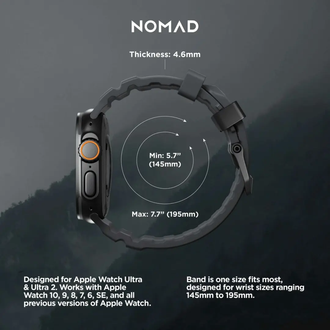 NOMAD Rocky Point Horlogeband - Apple Watch Ultra/Ultra 2/SE - Grijs - 45/46/49mm