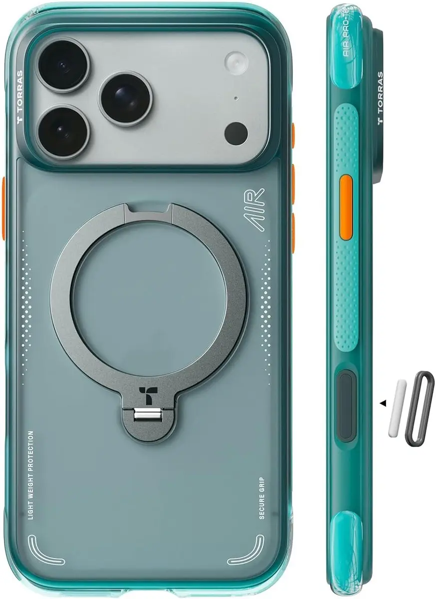Torras Ostand Q3 Air Spin Hoesje iPhone 17 Pro - Groen