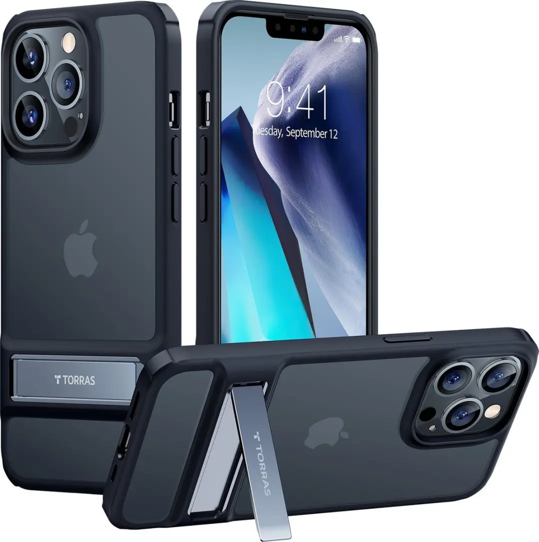 Torras geschikt voor iPhone 13 Pro Max Kickstand & Soft rand hoesje
