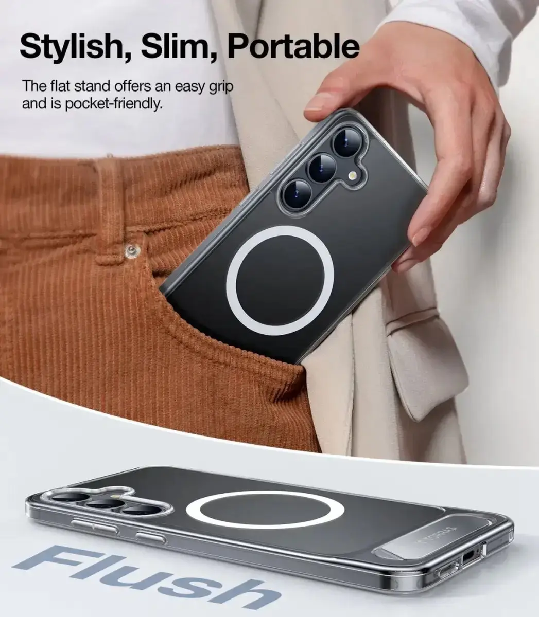 Torras UPro Pstand Spin Hoesje Samsung Galaxy S25 Plus - Transparant
