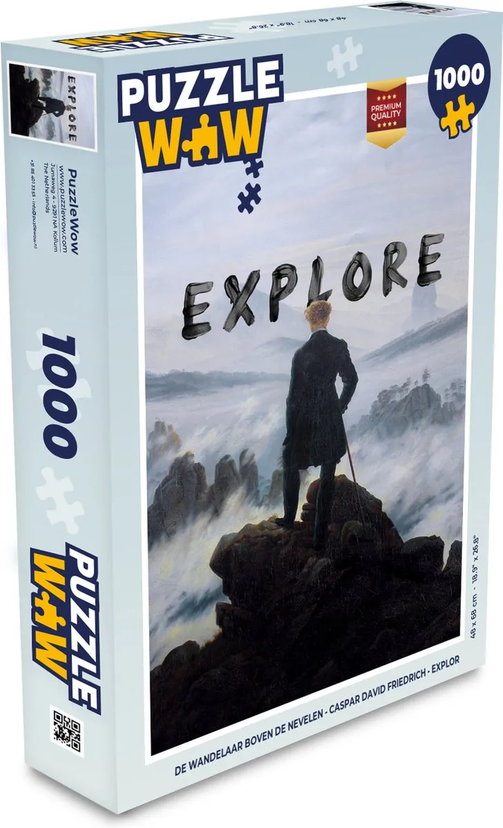 PuzzleWow De Wandelaar Boven De Nevelen Legpuzzel 1000 Stuks - Multicolor