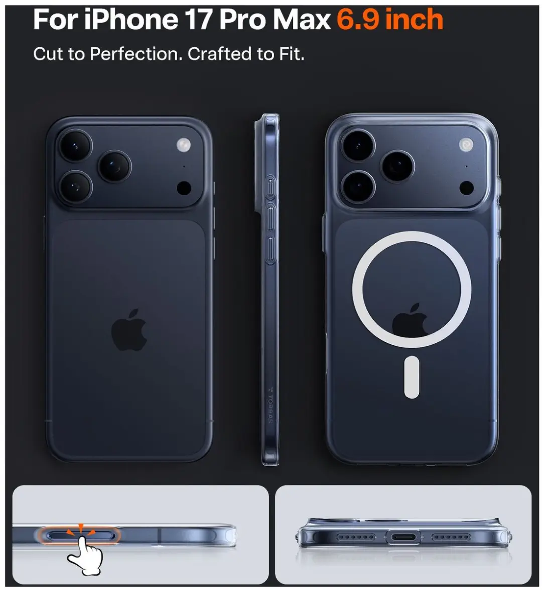 Torras Slim Fit Mag Hoesje iPhone 17 Pro - Transparant