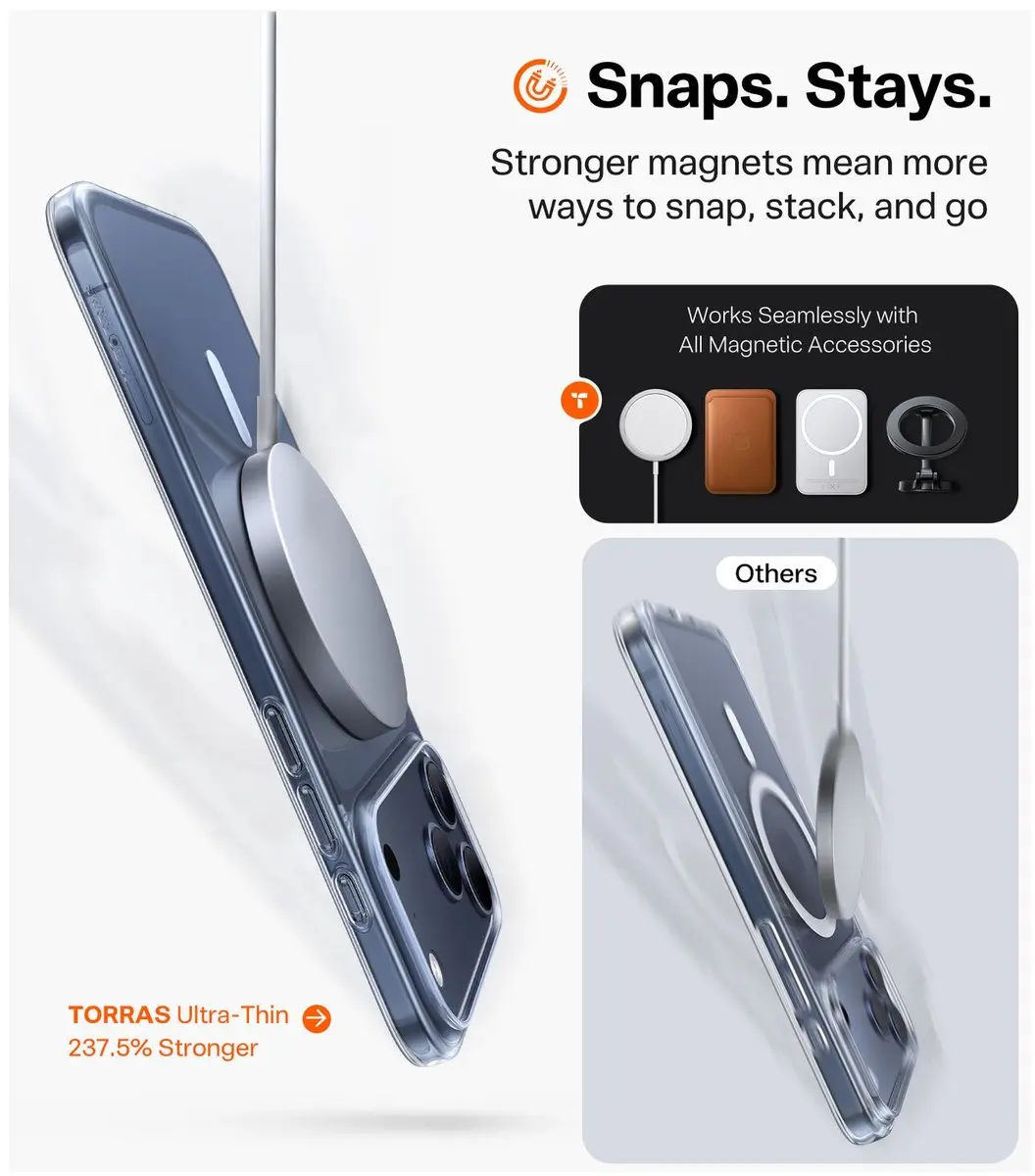 Torras Slim Fit Mag Hoesje iPhone 17 Pro - Transparant