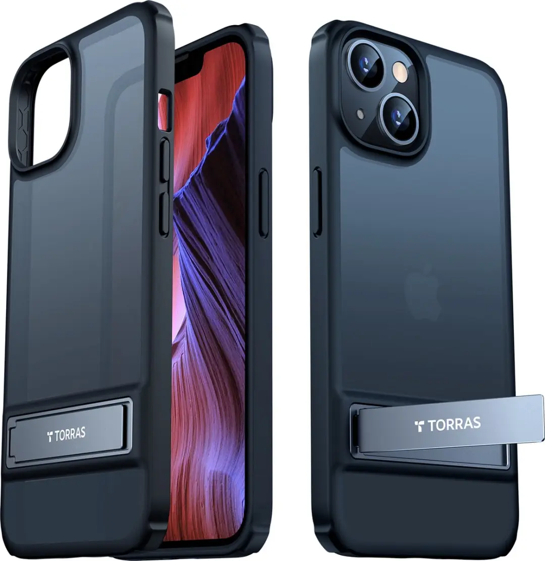 Torras iPhone 14 Plus Kickstand Hoesje Mat Zwart - X003AZSZ9L