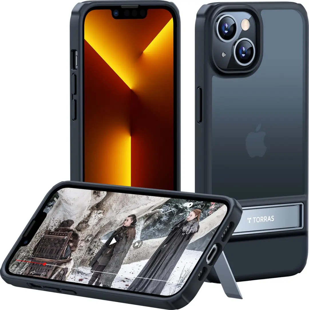 Torras iPhone 14 Plus Kickstand Hoesje Mat Zwart - X003AZSZ9L