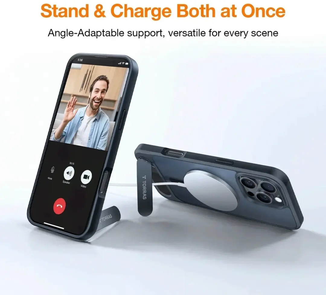 Torras UPro Pstand Hoesje iPhone 16 - MagSafe - Zwart