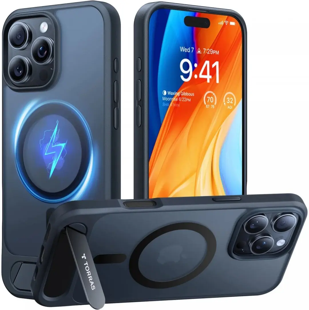 Torras UPro Pstand Hoesje iPhone 16 Pro - MagSafe - Zwart