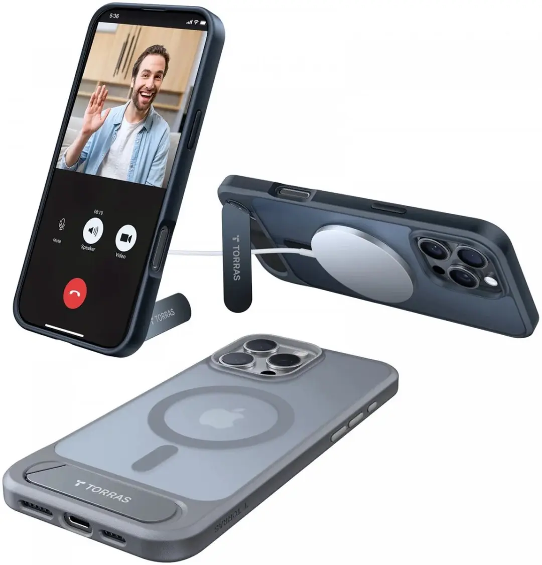 Torras UPro Pstand Hoesje iPhone 16 Pro - MagSafe - Zwart