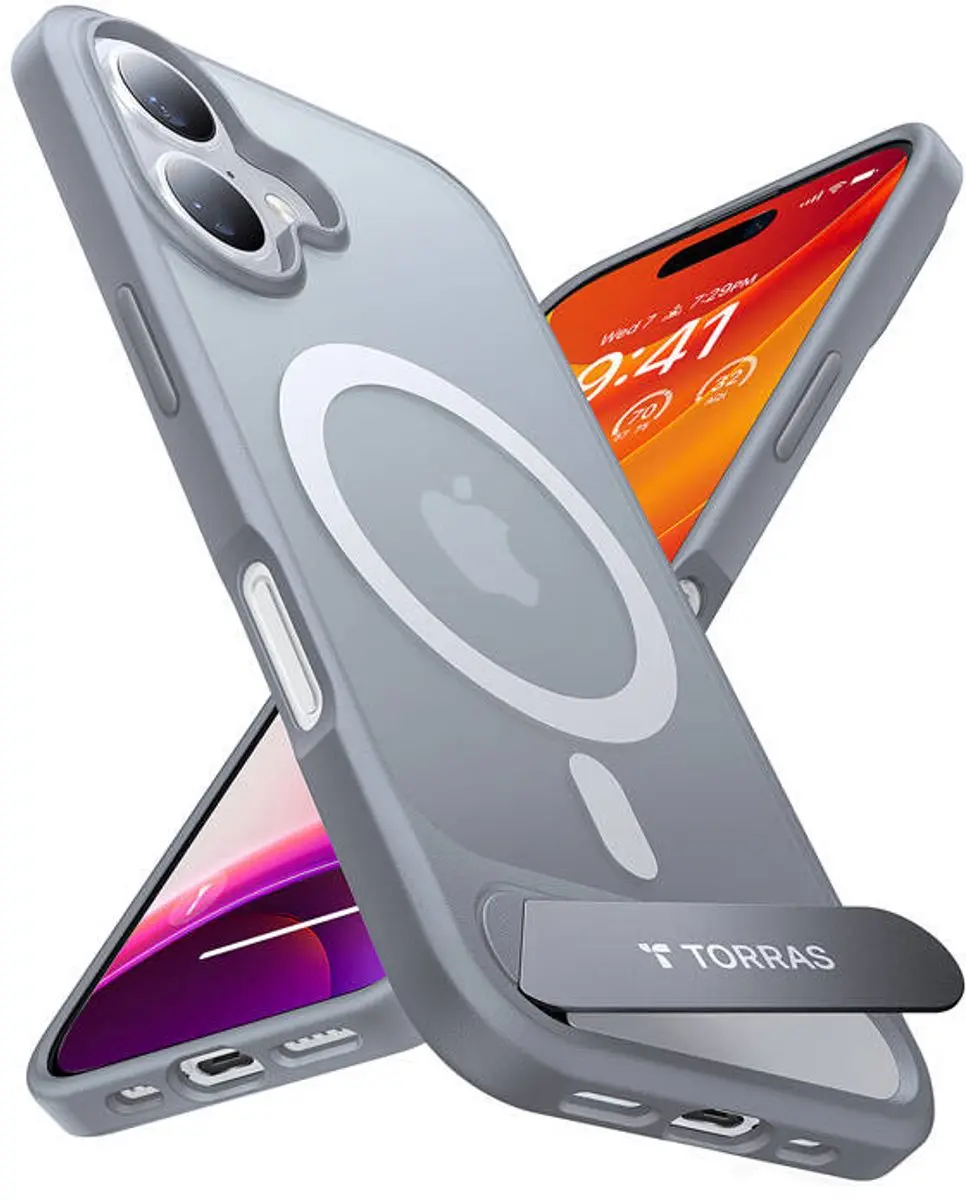 Torras UPro Pstand Hoesje iPhone 16 Pro - Grijs