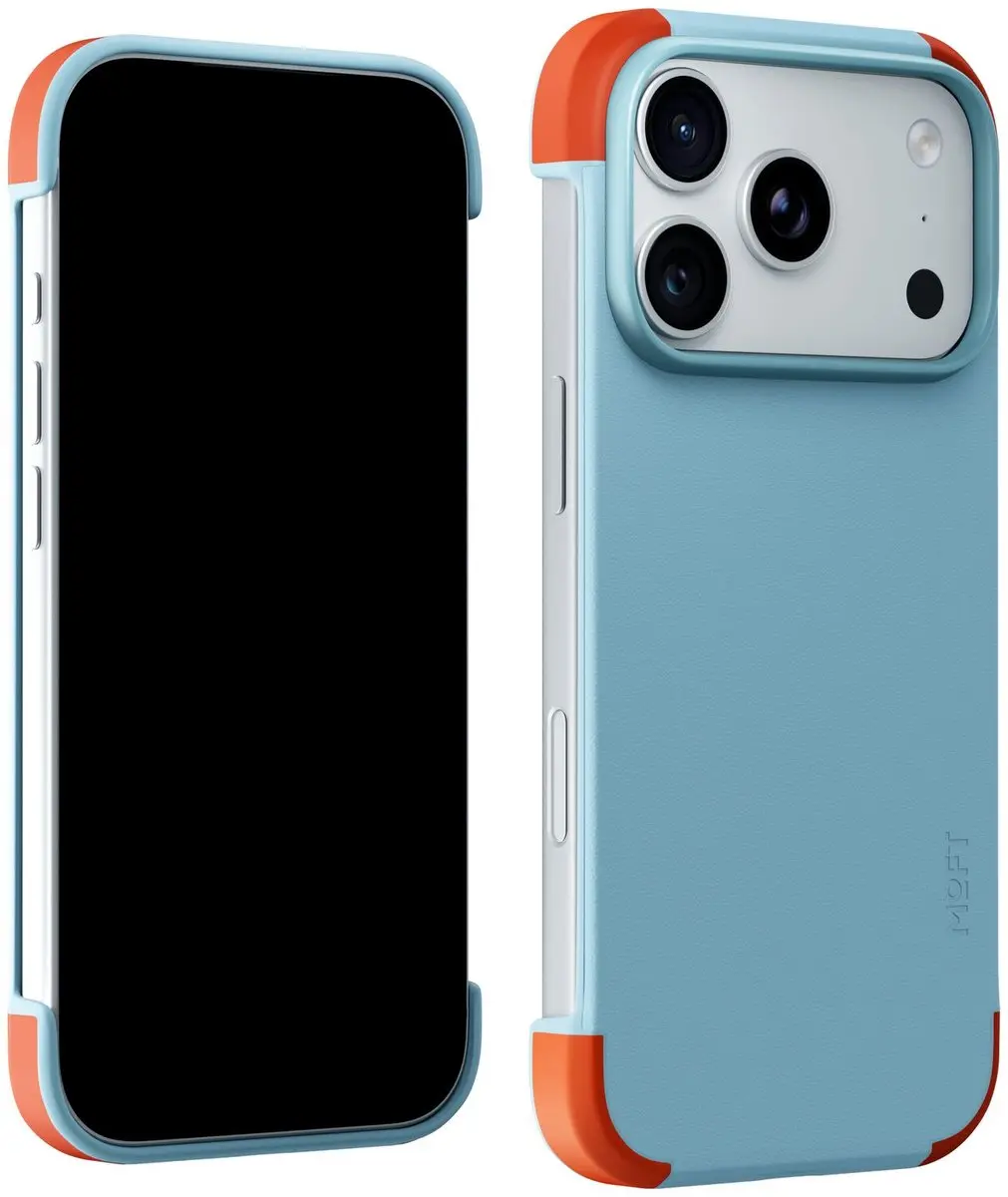 MOFT Vegan Leer Hoesje iPhone 17 Pro Max - MagSafe - Blauw/Oranje