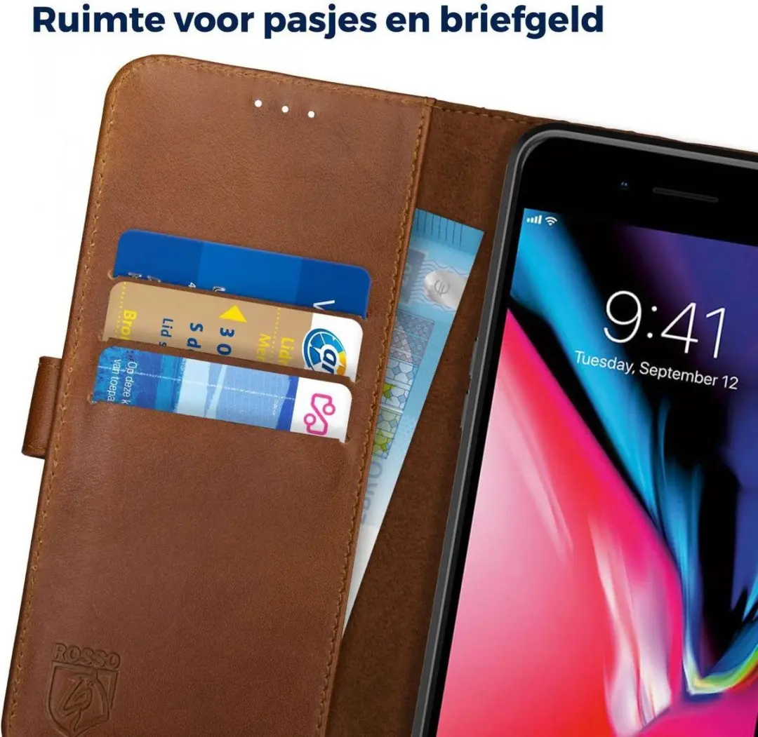 Rosso Deluxe Hoesje iPhone 7/8 Plus - 3 Pasjes - Bruin