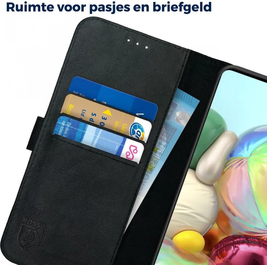 Rosso Deluxe Book Case Samsung Galaxy A51 - 3 Pasjes - Zwart