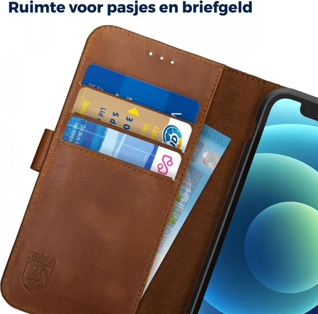 Rosso Deluxe Book Case iPhone 12 Mini - 3 Pasjes - Bruin