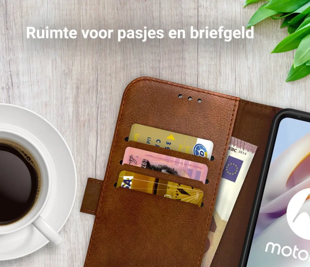 Rosso Element Book Case Wallet Moto G60 - 3 Pasjes - Bruin