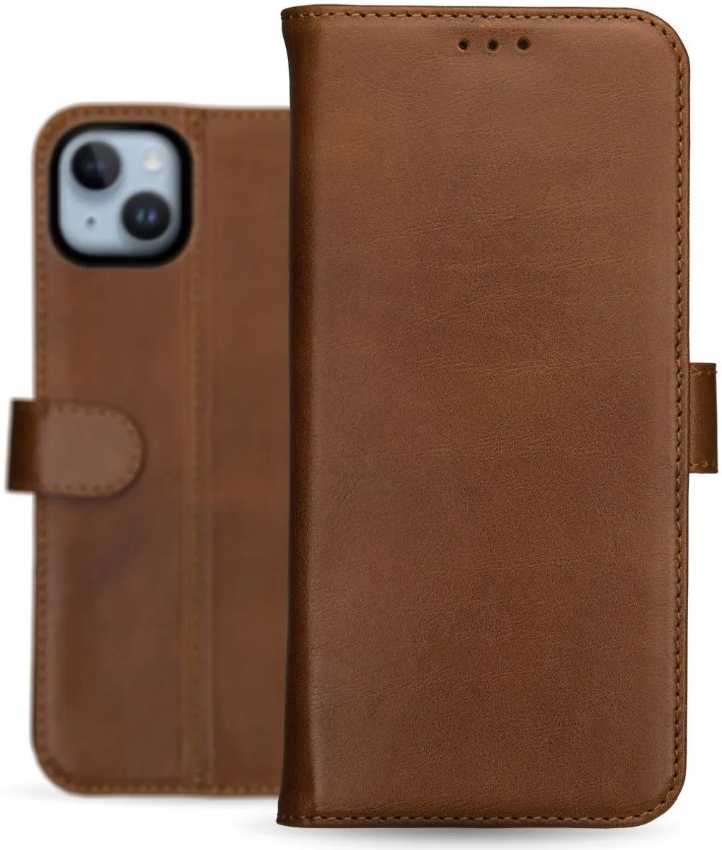Rosso Deluxe Book Case iPhone 14 - 3 Pasjes Bruin