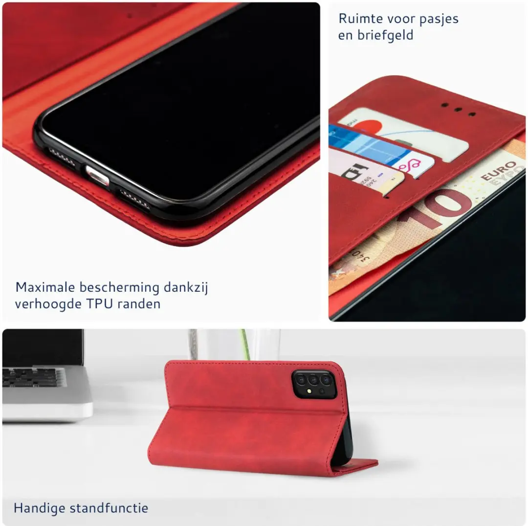 Rosso Element Book Case Wallet Samsung Galaxy A34 - 3 Pasjes - Rood