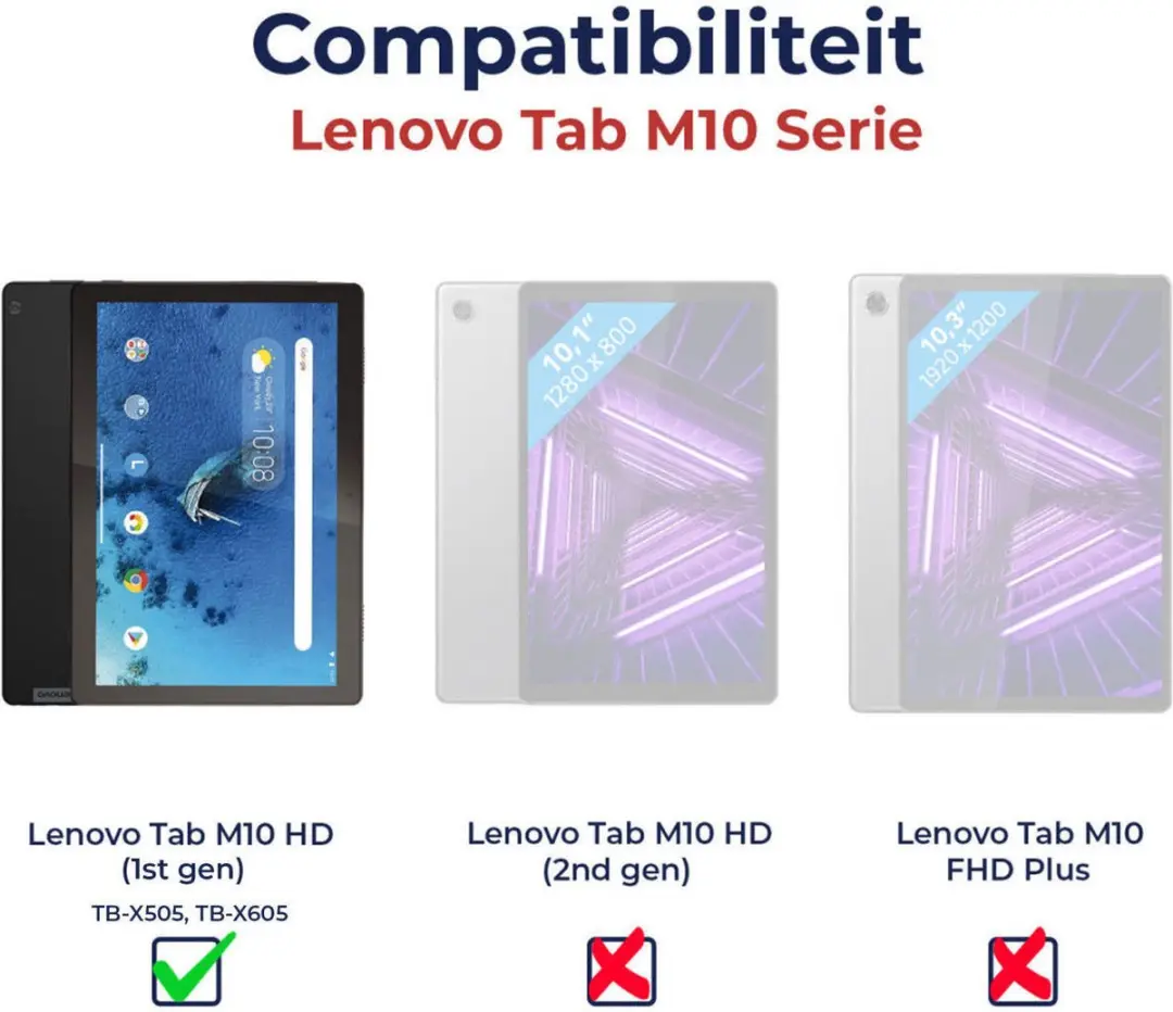 Rosso Tempered Glass 147199 - Lenovo Tab M10 Gen 1 - 9H - Transparant/Red
