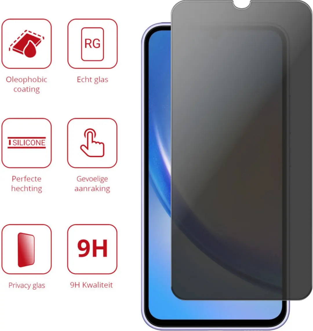Rosso 9H Privacy Schermbeveiliging Samsung Galaxy A34 - 9H Gehard Glas - afbeelding 5 van 5