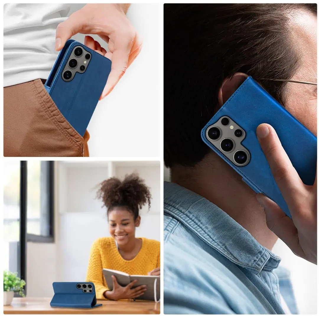 Rosso Element Book Case Wallet Samsung Galaxy S24 Ultra - 3 Pasjes - Blauw