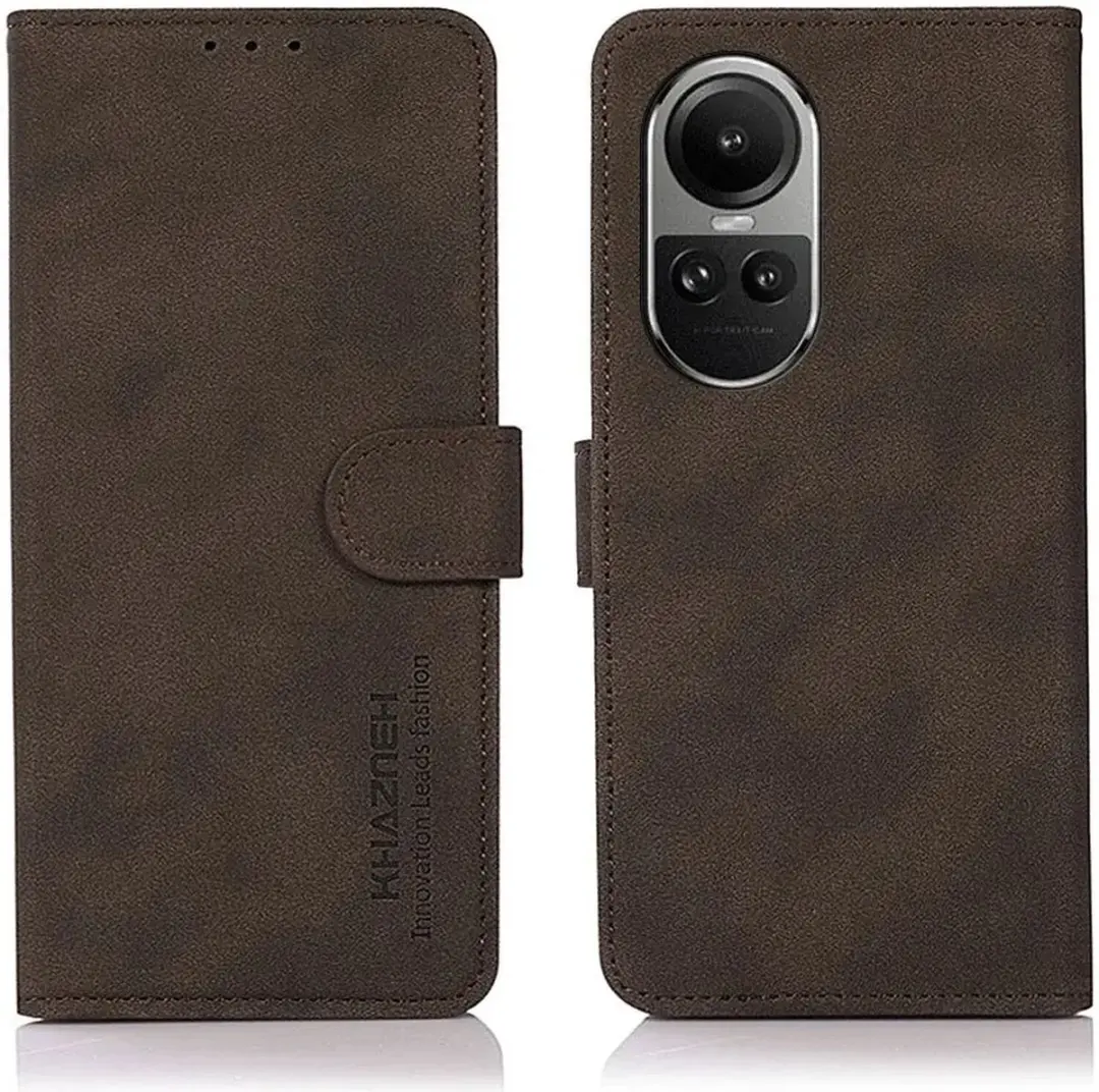 Khazneh Oppo Reno 10/10 Pro Retro Wallet Hoesje - Bruin - afbeelding 6 van 6