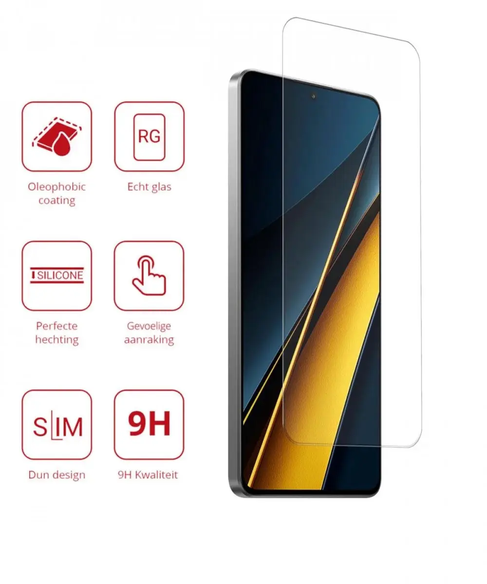 Rosso Screen Protector Xiaomi Poco X6 Pro 9H - Glasplaatje - afbeelding 2 van 6