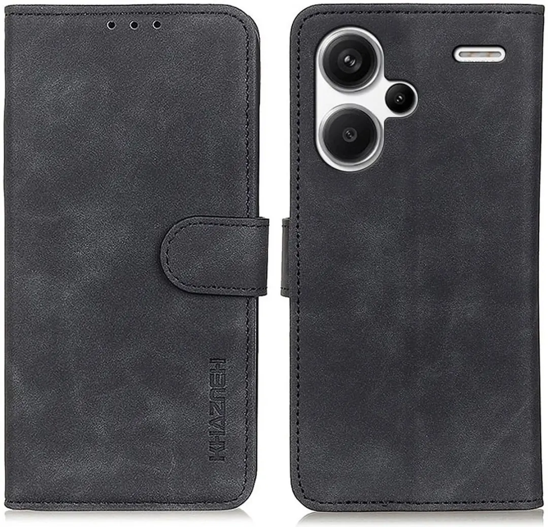 Khazneh Xiaomi Redmi Note 13 Pro+ Hoesje Wallet - 2 Pasjes - Zwart
