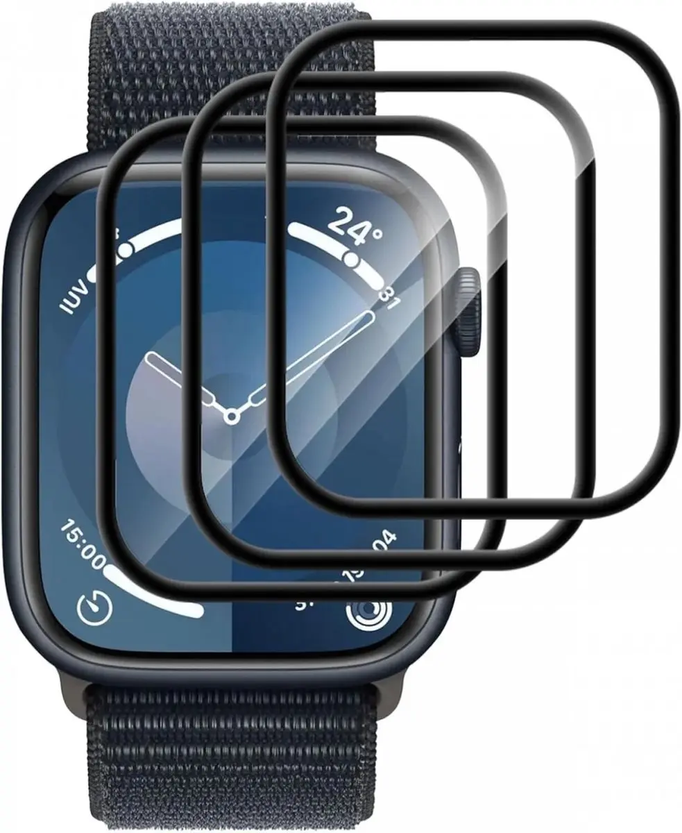 Rosso Hybrid Glass Apple Watch 45mm - PMMA Schermbeschermer - 3 Stuks