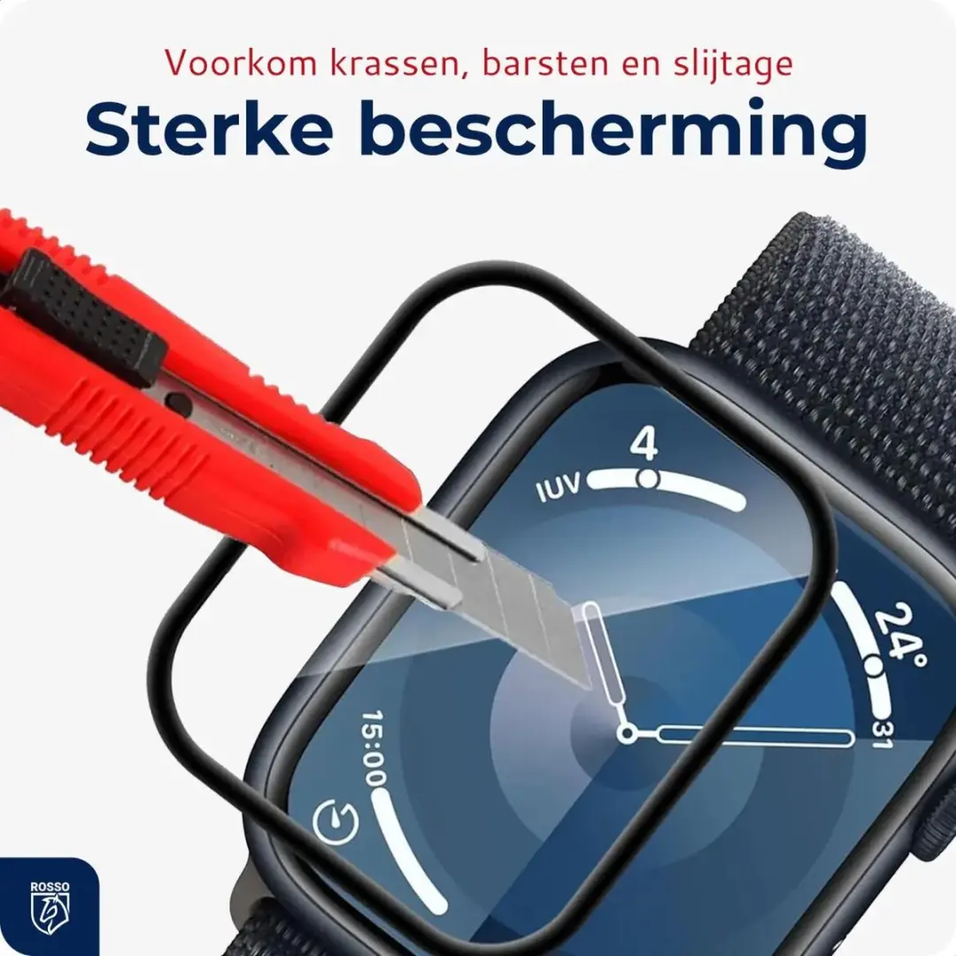 Rosso Hybrid Glass Apple Watch 45mm - PMMA Schermbeschermer - 3 Stuks