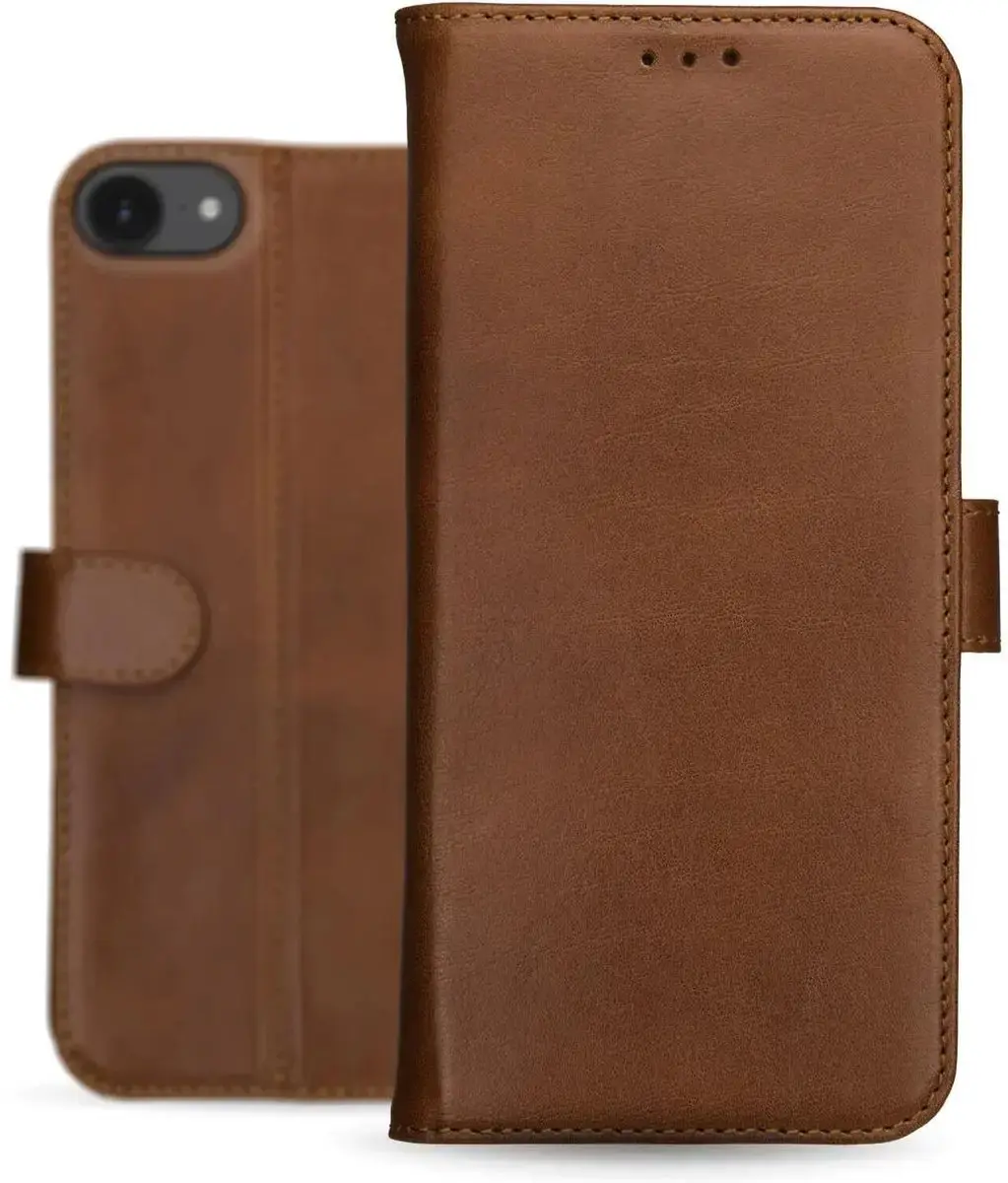 Rosso Deluxe Echt Leer Hoesje iPhone 16/17 - 3 Pasjes - Bruin