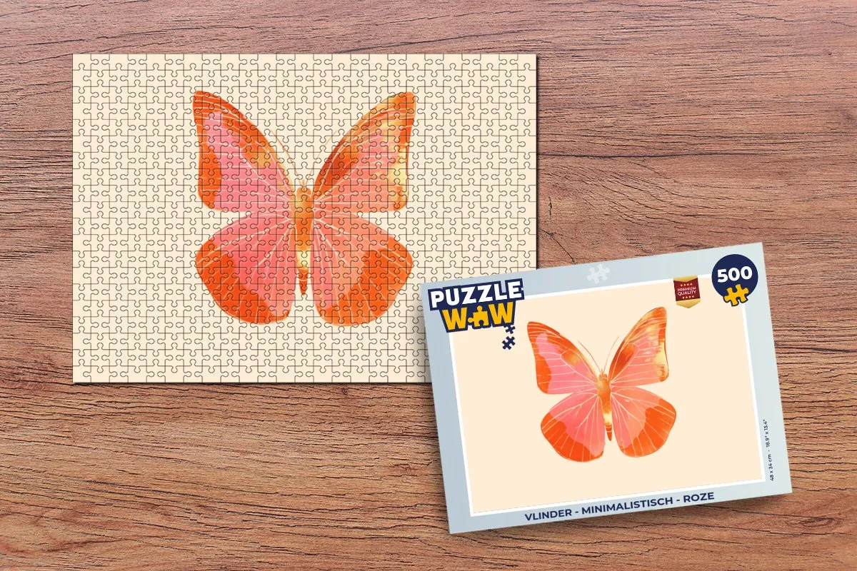 PuzzleWow Vlinder Legpuzzel 500 Stuks - Roze