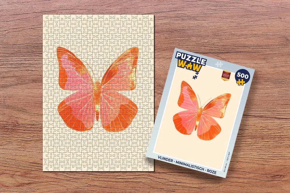 PuzzleWow Vlinder Legpuzzel 500 Stuks - Roze