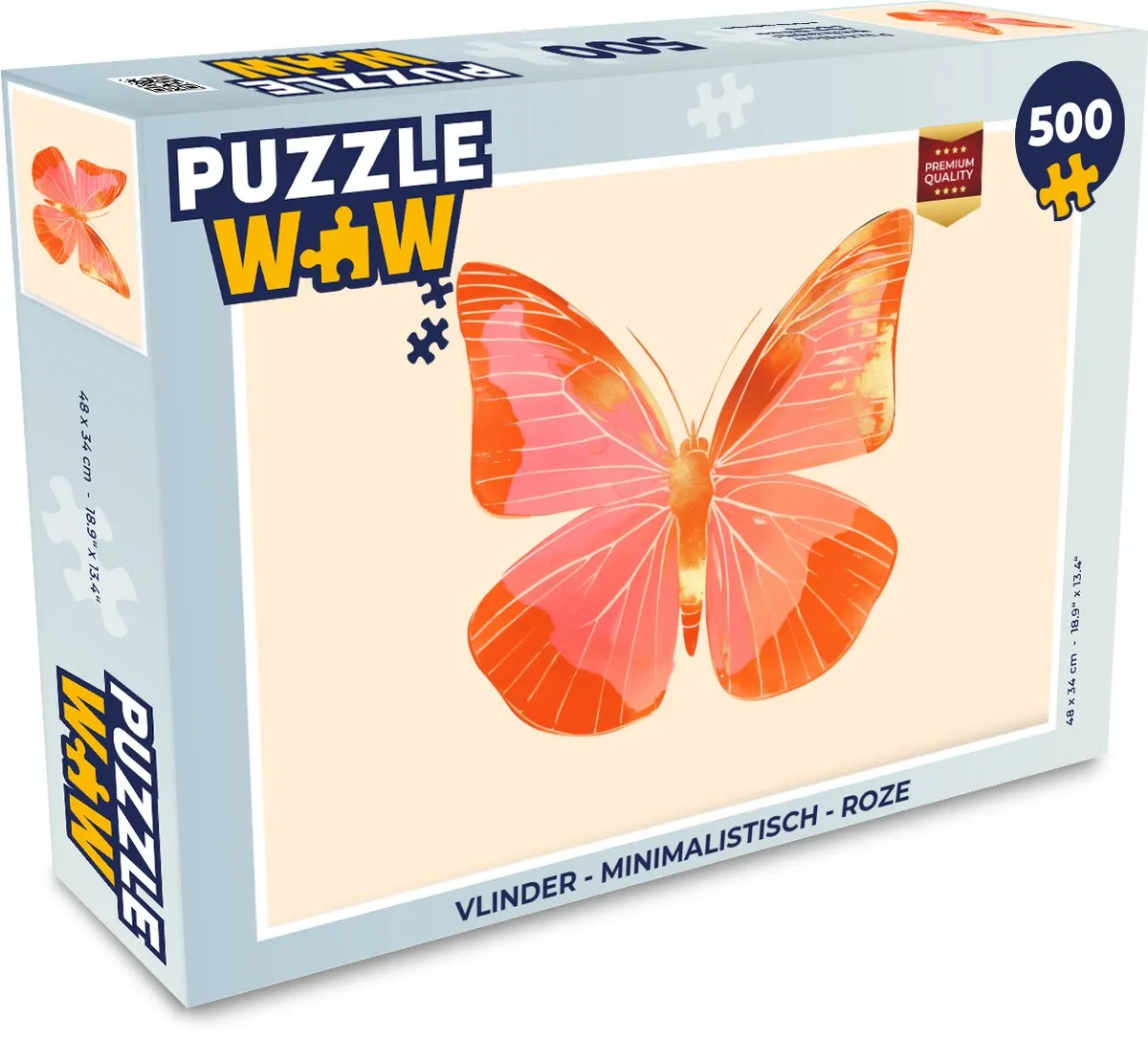 PuzzleWow Vlinder Legpuzzel 500 Stuks - Roze
