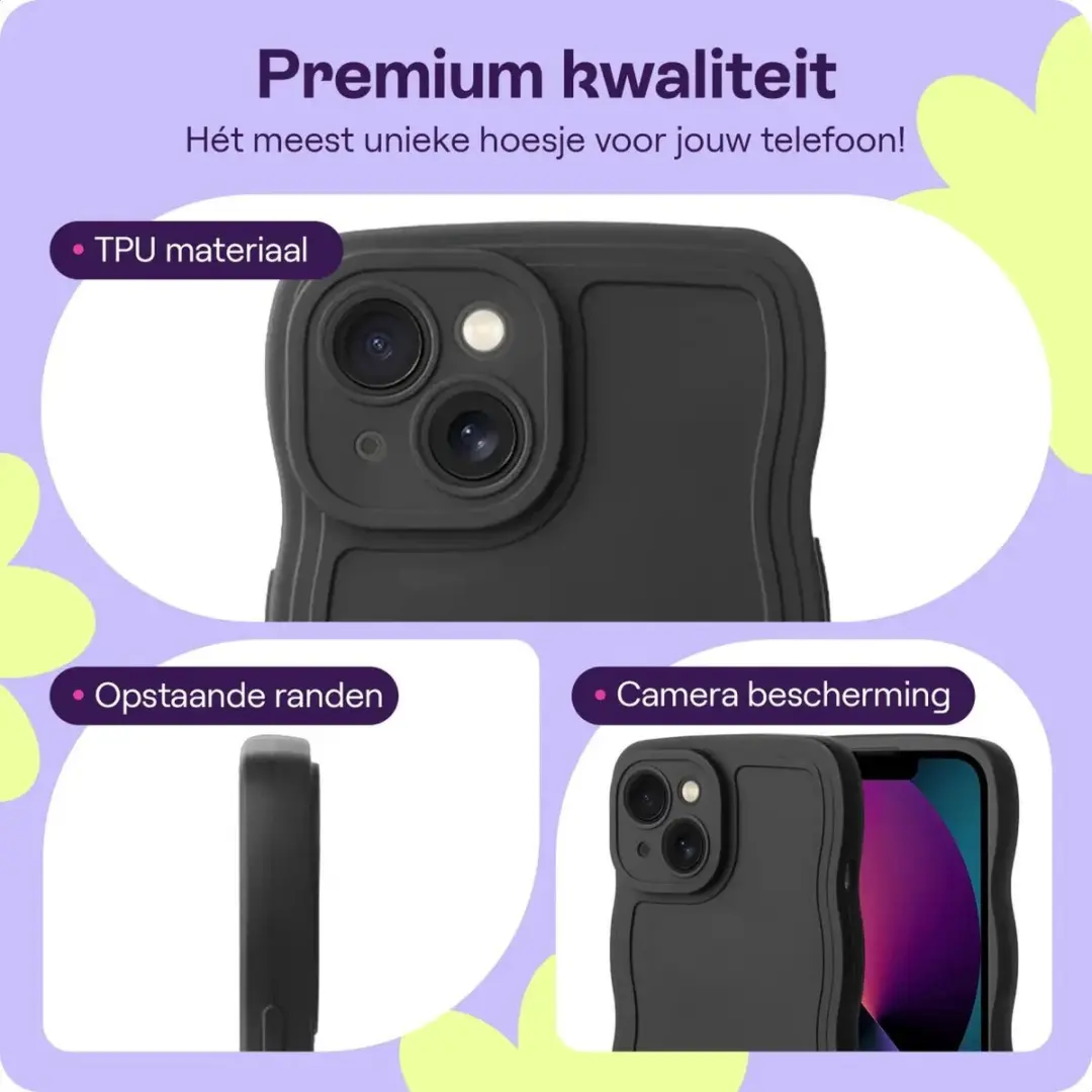 HappyCase Wavy Hoesje iPhone 17e/16e - Zwart