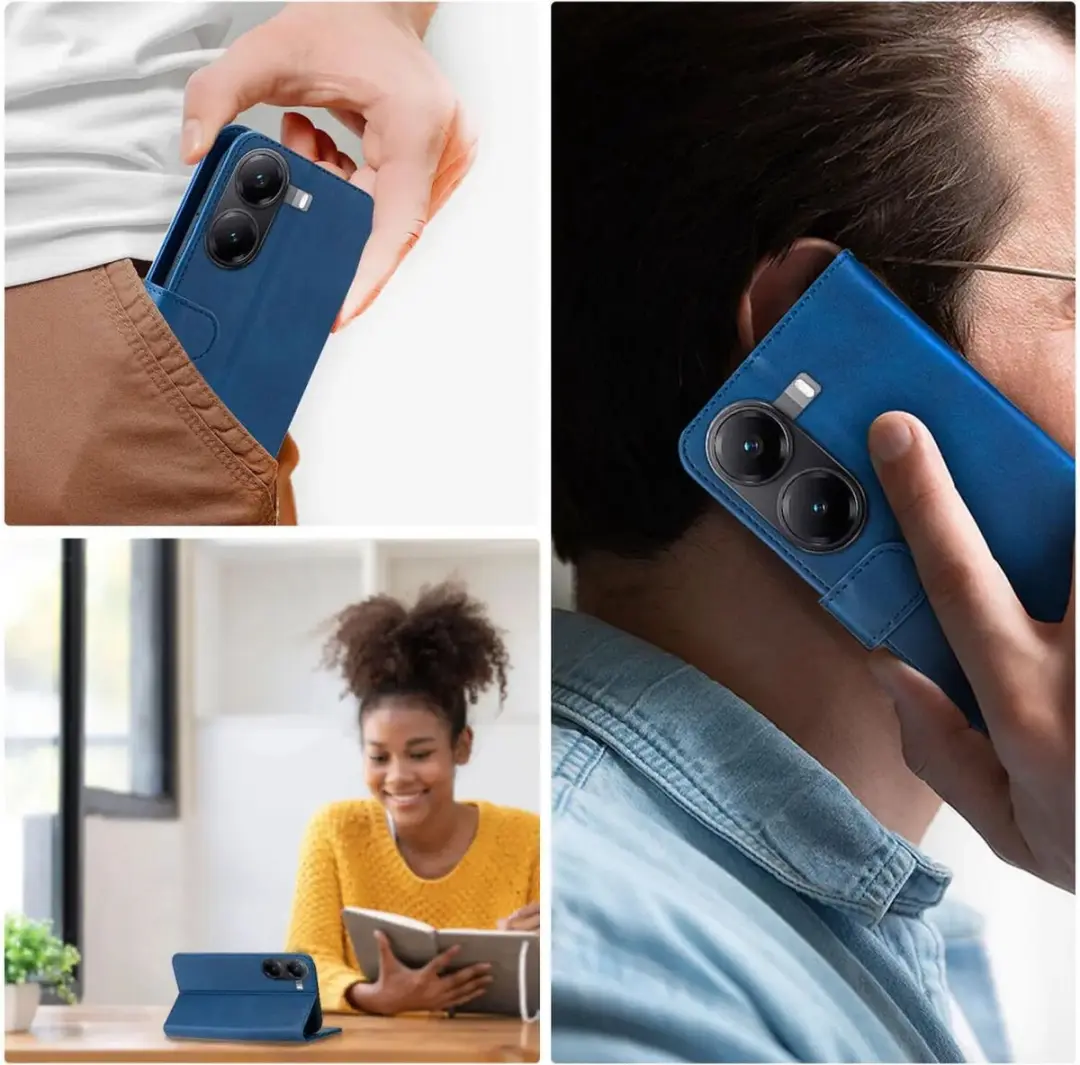 Rosso Element Wallet Book Case voor Xiaomi Poco X7 Pro - 3 Pasjes - Blauw