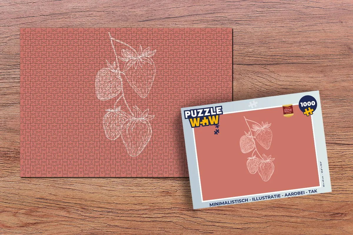 PuzzleWow Minimalistisch Aardbei Tak Legpuzzel 1000 Stuks