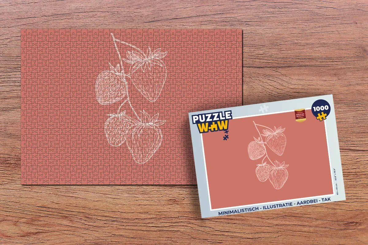 PuzzleWow Minimalistisch Aardbei Tak Legpuzzel 1000 Stuks
