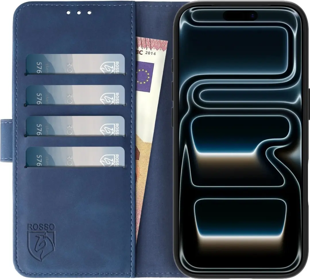 Rosso Element Wallet Book Case iPhone 17 Pro Max - 3 Pasjes - Blauw
