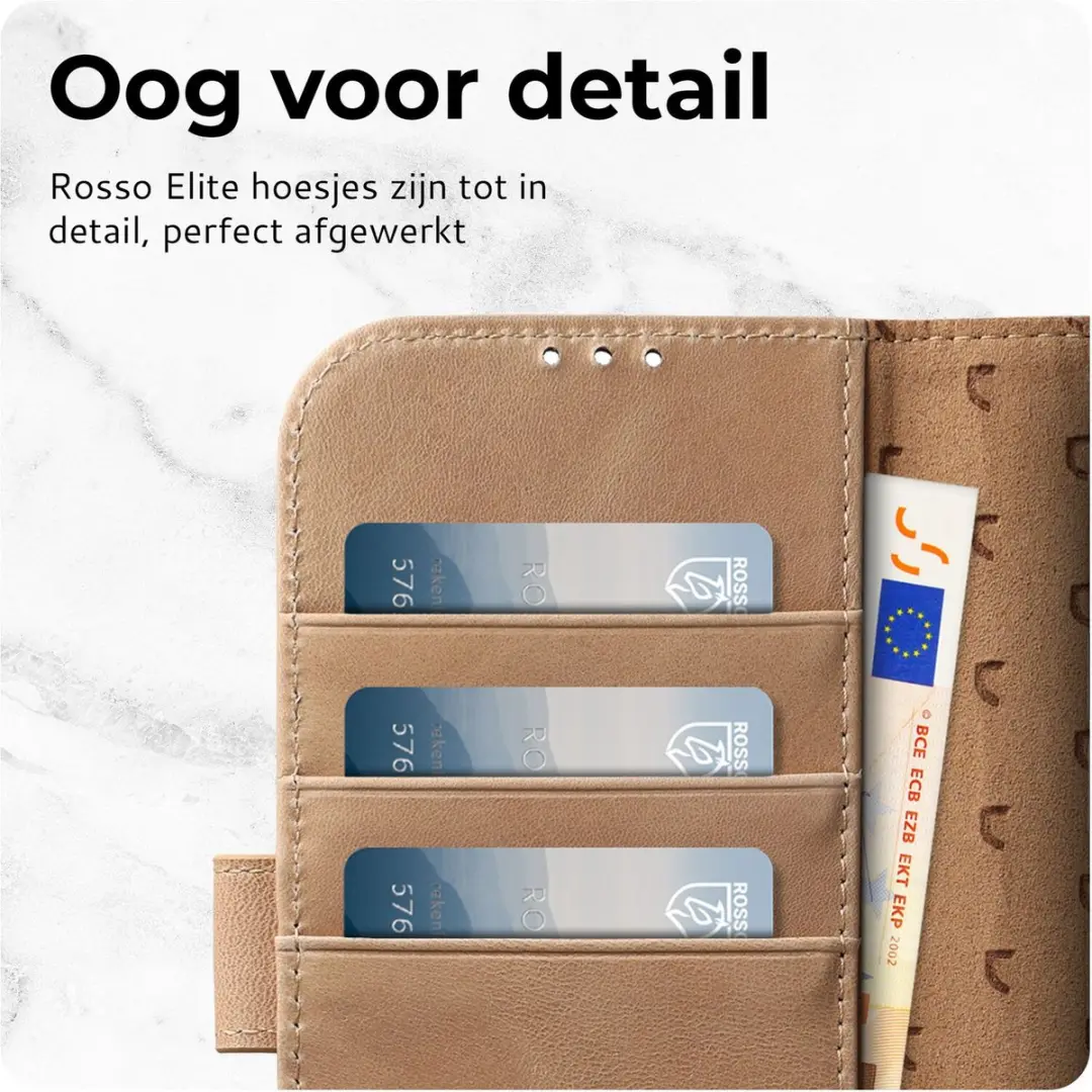 Rosso Elite 218784 Hoesje iPhone 17 - Lichtbruin - 3 Pasjes