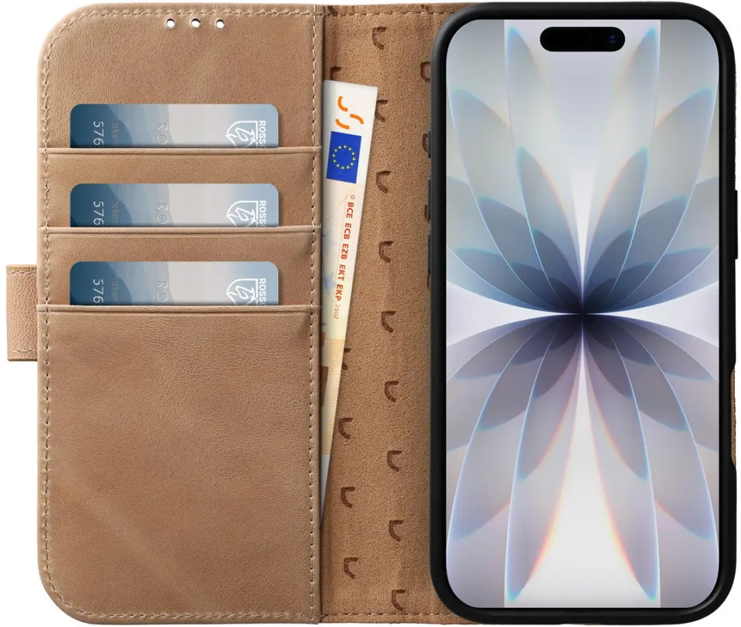 Rosso Elite 218784 Hoesje iPhone 17 - Lichtbruin - 3 Pasjes
