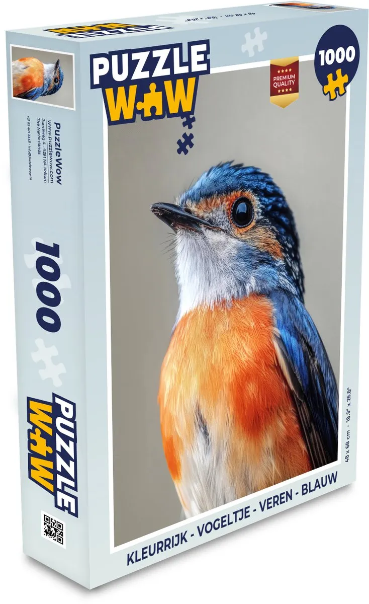 PuzzleWow Vogeltje Legpuzzel 1000 Stuks - Blauw