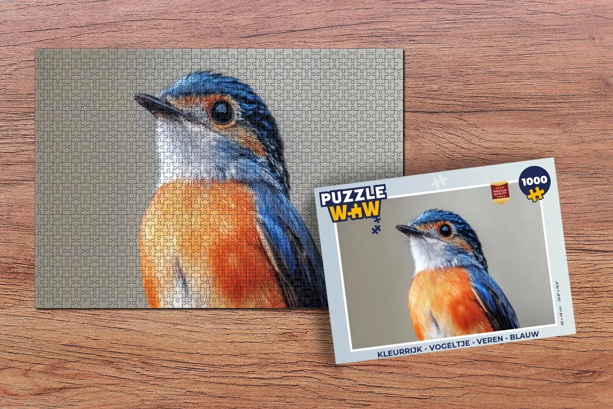 PuzzleWow Vogeltje Legpuzzel 1000 Stuks - Blauw