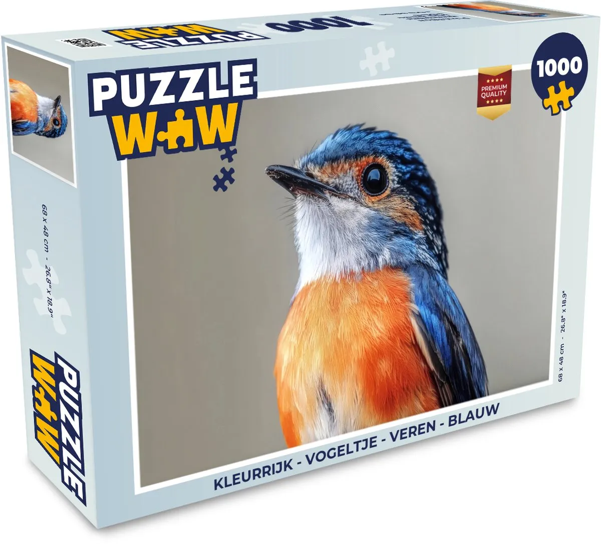 PuzzleWow Vogeltje Legpuzzel 1000 Stuks - Blauw