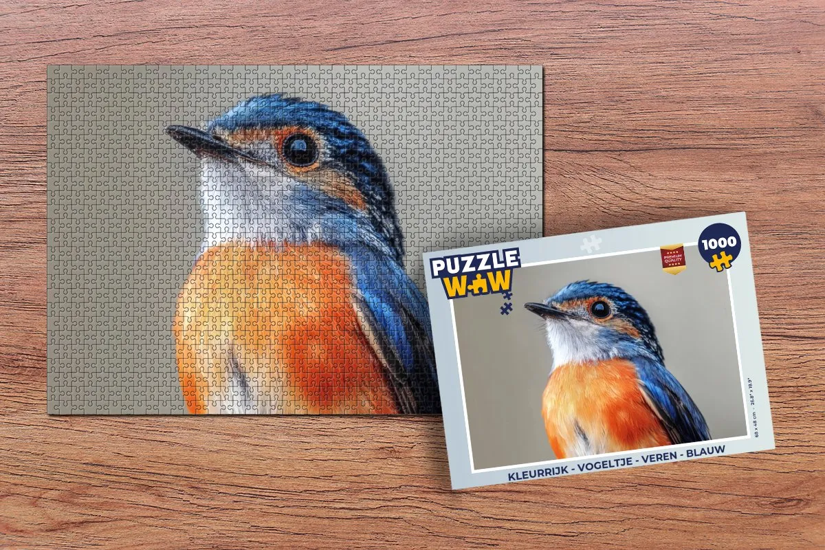 PuzzleWow Vogeltje Legpuzzel 1000 Stuks - Blauw